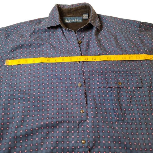 Vintage Barbara Blue Blue and Pink Plaid Patterned Button Down, Small - Picture 5 of 9